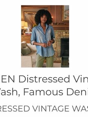 Frank & Eileen Vintage Wash Denim Button-Up Shirt